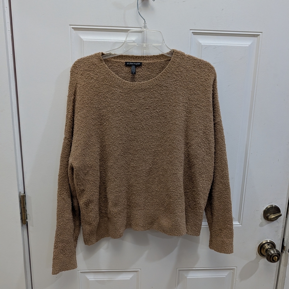 Eileen Fisher Tan Organic Cotton Boucle Sweater - Picture 2 of 3
